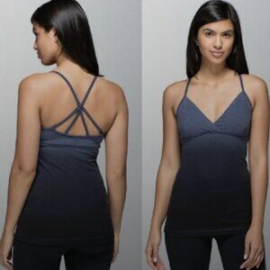 Lululemon Satya Tank Heathered Cadet Blue / Black Size 10 D4